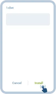 1xBet tətbiqinin quraşdırılması — Install düyməsi